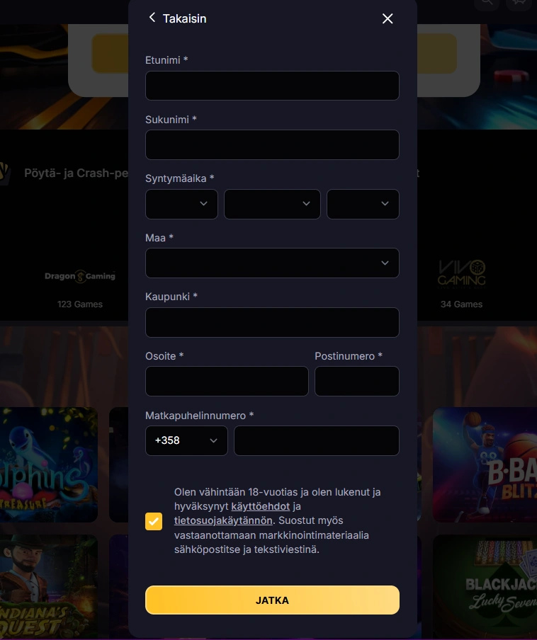 roibets registration page