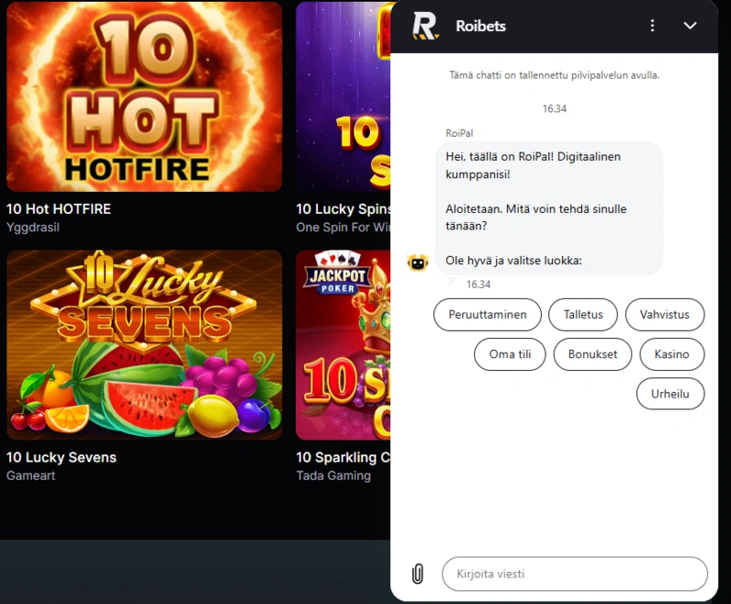 roibets support page